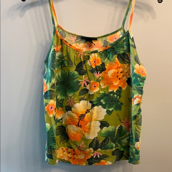 Lucky Brand Tops - Lucky Brand Floral Tank Green Orange Aloha M